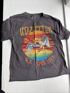 Led Zeppelin 1975 US Tour Custom Cut Graphic Band Tee M